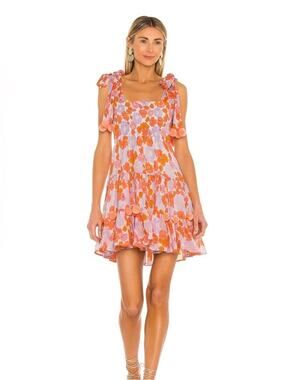 Sundress Pippa Short Dress Pom Pom Floral Print Mini Size XS Small